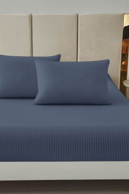 КПБ Страйп Сатин темно-синий