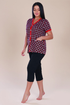 306К Костюм с бриджами - Пуговицы красный